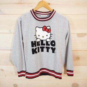 Hello Kitty Size S Oversized Crewneck Sweatshirt Varsity Collegiate Gray